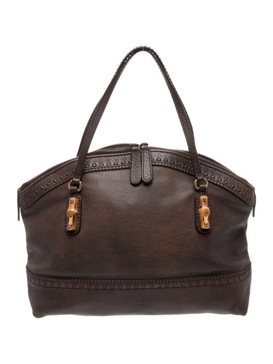 Gucci Handbags - $1600 Gucci Bamboo Laidback Crafty Medium Bag in brown grained leather Authentic